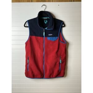 Men's Medium Patagonia Lightweight Synchilla Vest Red Navy Snap T Zip Colorblock